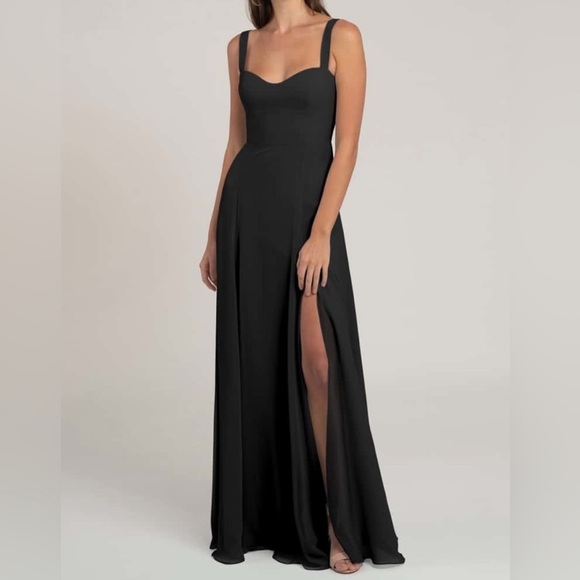 NWT Jenny Yoo Harris Dress Sweetheart Chiffon A Line Black Size 8 - Picture 1 of 8